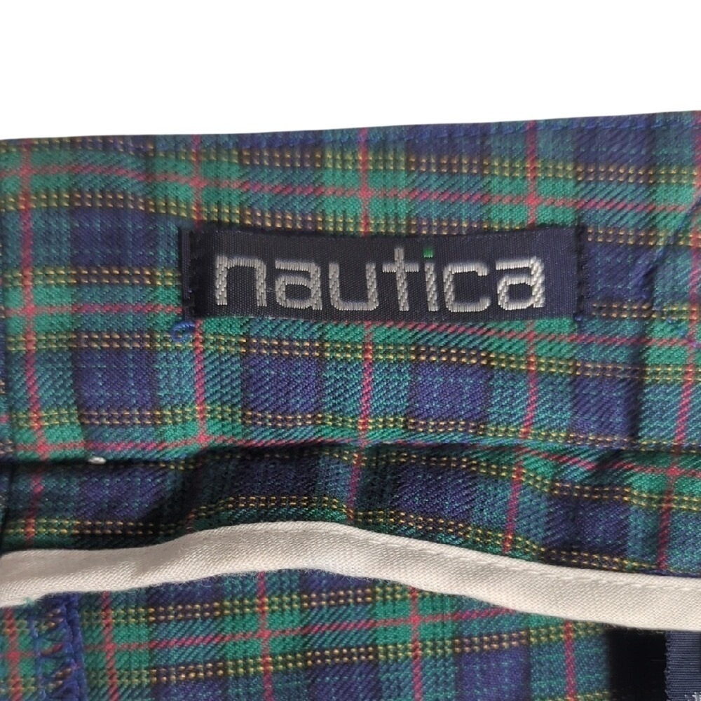 Vintage 80s 90s Nautica Tartan Plaid Green Blue Women's Skirt Midi Maxi Fall Med - Picture 14 of 16